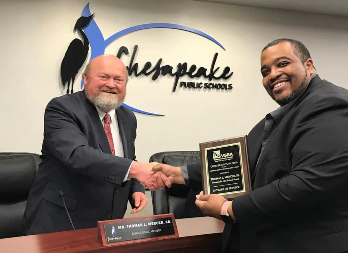 Chesapeake City School Board Member Receives VSBA Quarter Century Award